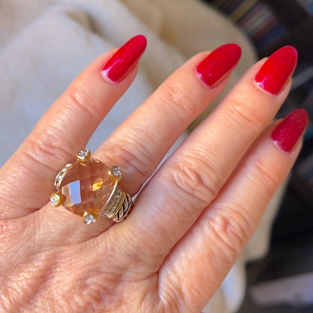 5 🌟Fave! Morganite Sterling Gold Noblesse Ring - Picture 3 of 8